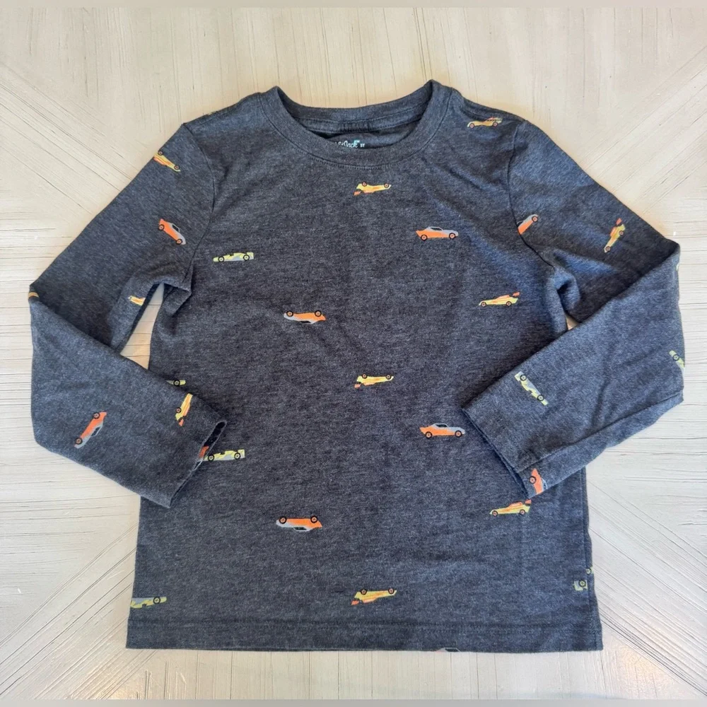 Cat & Jack - Toddler Boys’ Long Sleeve Race Car T-Shirt - Charcoal Gray (Sz 5T) - Picture 2 of 9